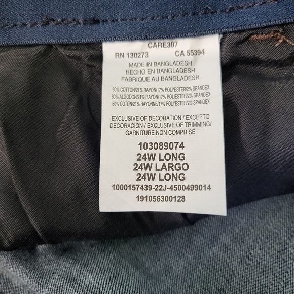 Lee Plus Size 24W Long Straight Leg Jeans NWT - Picture 4 of 9